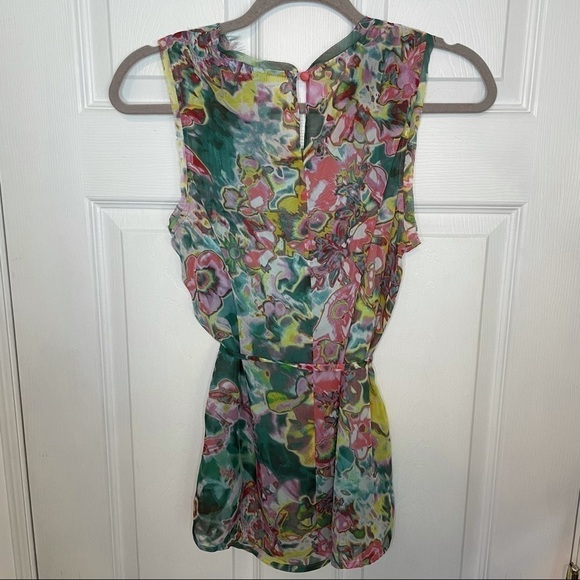 VERA Wang Simply Vera Floral watercolour Tie Top sleeveless blouse Medium - Picture 5 of 5